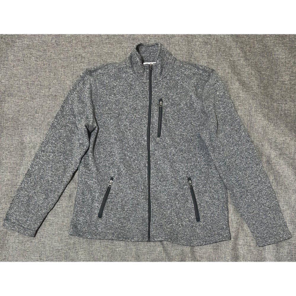Sonoma Mens XL Jacket Gray Sweater Fleece Full Zip Mock Neck
